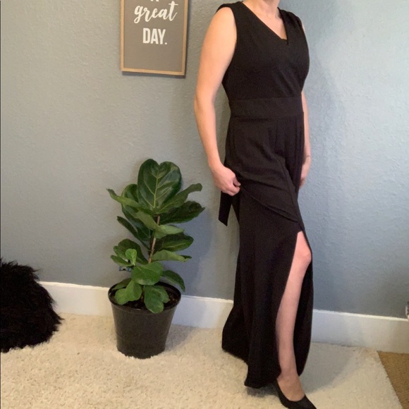 Emma & Michele Jumpsuit leg slits 12 black - Picture 2 of 8